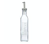 KitchenCraft Botella de cristal impresa para vinagre/aceite de oliva con pico rociador, 270 ml, transparente