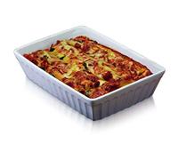 KitchenCraft World of Flavours Plato para lasañas, canelones y pastas para hornear, gres, 33 x 23 cm, blanco