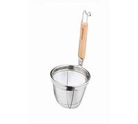 KitchenCraft World of Flavours Cesto para fideos con asa, acero inoxidable / eucalipto, 14 x 16 x 34 cm