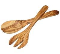 KitchenCraft: World of Flavours - Cubiertos de Ensalada Hechos a Mano, Cuchara y Tenedor de Madera de Olivo, Juego de 2 Piezas, 29 cm