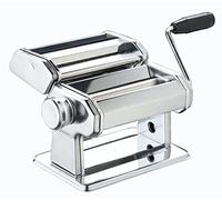 KitchenCraft World of Flavours Pasta Maker, Máquina de pasta manual con 9 grosores ajustables, cortador doble italiano de lujo, acero inoxidable