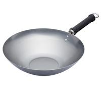 KitchenCraft World of Flavours Wok de acero al carbono de estilo chino sin revestimiento para inducción, 30 cm