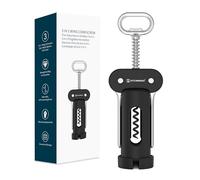 KITCHENDAO Sacacorchos 3 en 1 con cortador de aluminio, abridor de botellas de cerveza integrado, abridor de vino multifuncional con tornillo afilado antiadherente, fácil de usar, sacacorchos manual