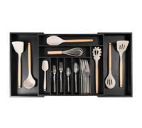 KitchenEdge Bandeja de Cubiertos y Organizador de Utensilios para cajones de Cocina, Ampliable hasta 84 cm de Ancho, 11 Compartimentos, 100% bambú