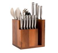KitchenEdge Bloque magnético de Acacia para cuchillos y utensilios de cocina, almacenamiento elegante para cuchillos de chefs, cuchillos de carne, espátulas, tijeras, pies de goma antideslizantes