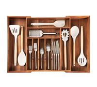 KitchenEdge cajón de la Cocina de la Bandeja organizadora, expansible a 63.5 cm de Ancho, 10 Compartimentos, Acacia