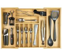 KitchenEdge cajón de la Cocina de la Bandeja organizadora, expansible a 63.5 cm de Ancho, 10 Compartimentos, bambú
