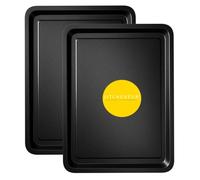 KITCHENEUR® - Juego de 2 bandejas para hornear esenciales de 32 cm, bandeja para hornear fácil de limpiar, lata antiadherente, juego de bandejas para horno, apto para lavavajillas y fácil de limpiar