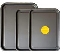 KITCHENEUR® - Juego de 3 bandejas para hornear de 38 cm y 35 cm, antiadherentes, juego de bandejas de horno multipaquete - Apto para lavavajillas y fácil de limpiar