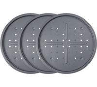 Kitcheneur Paquete de 3 bandejas grandes perforadas para horno de pizza de 33,5 cm, bandeja para hornear pizza para horno con agujeros, bandeja antiadherente para pizza, paquete múltiple, bandejas de