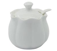 Kitchenexus - Azucarero de cerámica vintage con tapa y cuchara para cocina (250 ml)