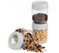 KitchenGet Tarros de Cristal con Tapa Hermetica - Pack de 3 Botes de Cristal Apilables - Recipientes de Cristal para Alimentos para Aperitivos, Café, Frutos Secos - 350 ml