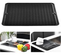 KitchenRaku Alfombrilla Escurreplatos de Silicona (Negro, 40x60cm)