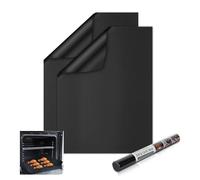 KitchenRaku Alfombrilla para horno de 32 x 50 cm, revestimiento antiadherente y resistente, accesorio de cocina indispensable para una limpieza (Negro, 2 unidades)