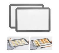 KitchenRaku Paquete de 2 alfombrillas de silicona para hornear, 16.5 x 11.6 pulgadas, reutilizables de silicona para horno, alfombrillas antiadherentes sin BPA para galletas, macarrones, pan y