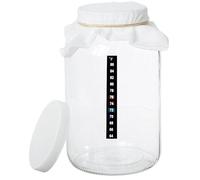 kitchentoolz 1 galón Glass Jar Kombucha-Inicio elaboración de la cerveza y la fermentación Kit Filtro con gasa, de la goma, tapa de plástico y autoadhesivo Termómetro de Gaza
