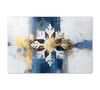KitchenYeah© 6 Manteles Individuales de Plástico 45x30 cm Antimanchas Antideslizantes Tapete Rectangular Mesa Comedor Salvamantel Lavable Navideños Navidad Abstracto - Invierno - Nieve - Oro
