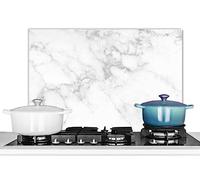 KitchenYeah© Antisalpicaduras Cocina 60x40 cm Protector Salpicaduras Pared Chapa Aluminio Kitchen Panel Vitrocerámica Accesorios Salpicadero Decoración Mármol - Blanco - Mármol Textura