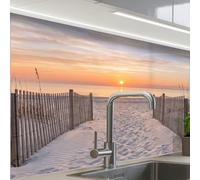 KitchenYeah© Antisalpicaduras Cocina 60x80 cm Adhesivo Salpicadero Protector de Salpicaduras Panel Puesta - Playa - Arena