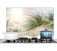 KitchenYeah© Antisalpicaduras Cocina 90x60 cm Protector Salpicaduras Pared Chapa Aluminio Kitchen Panel Vitrocerámica Accesorios Salpicadero Decoración Duna - Islas - Agua