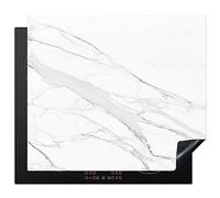 KitchenYeah© Cubre Vitrocerámica - Protector Vitroceramica Induccion 59x52 cm - Tapa Vitroceramica - Protector de Vitroceramica Mármol - Blanco - Línea - Patrones - Lujo - Aspecto mármol