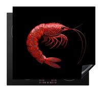 KitchenYeah© Cubre Vitrocerámica - Protector Vitroceramica Induccion 59x52 cm - Tapa Vitroceramica - Protector de Vitroceramica Camarón - Rojo - Animales