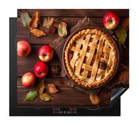 KitchenYeah© Cubre Vitrocerámica - Protector Vitroceramica Induccion 59x52 cm - Tapa Vitroceramica - Protector de Vitroceramica Tarta de manzana - Hojas - Otoño - Manzanas - Bodegón
