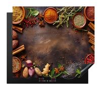 KitchenYeah© Cubre Vitrocerámica - Protector Vitroceramica Induccion 59x52 cm - Tapa Vitroceramica - Protector de Vitroceramica Especias - Hierbas - Canela en rama - Impresión en madera
