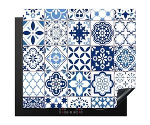 KitchenYeah© Cubre Vitrocerámica - Protector Vitroceramica Induccion 59x52 cm - Tapa Vitroceramica - Protector de Vitroceramica Mosaico - Azul - Patrón - Blanco