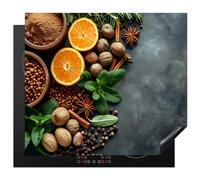 KitchenYeah© Cubre Vitrocerámica - Protector Vitroceramica Induccion 60x52 cm - Tapa Vitroceramica - Protector de Vitroceramica Especias - Frutas - Concreto - Nueces - Naranja