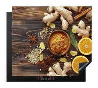 KitchenYeah© Cubre Vitrocerámica - Protector Vitroceramica Induccion 60x52 cm - Tapa Vitroceramica - Protector de Vitroceramica Especias - Jengibre - Limón - Especias - Bodegón - Impresión en madera