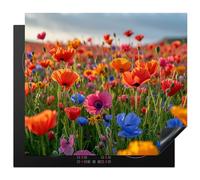 KitchenYeah© Cubre Vitrocerámica - Protector Vitroceramica Induccion 60x52 cm - Tapa Vitroceramica - Protector de Vitroceramica Flores - Amapolas - Primavera - Naturaleza - Campo de flores
