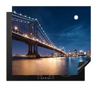 KitchenYeah© Cubre Vitrocerámica - Protector Vitroceramica Induccion 60x52 cm - Tapa Vitroceramica - Protector de Vitroceramica Puente - Luz - Atardecer - Lago - Blau - Ciudad