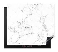 KitchenYeah© Cubre Vitrocerámica - Protector Vitroceramica Induccion 60x52 cm - Tapa Vitroceramica - Protector de Vitroceramica Mármol - Blanco - Gris - Lujo - Aspecto mármol - Textura