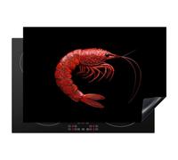 KitchenYeah© Cubre Vitrocerámica - Protector Vitroceramica Induccion 76x51 cm - Tapa Vitroceramica - Protector de Vitroceramica Camarón - Rojo - Animales