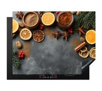 KitchenYeah© Cubre Vitrocerámica - Protector Vitroceramica Induccion 77x59 cm - Tapa Vitroceramica - Protector de Vitroceramica Frutas - Especias - Concreto - Naranja