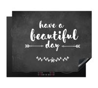 KitchenYeah© Cubre Vitrocerámica - Protector Vitroceramica Induccion 77x59 cm - Tapa Vitroceramica - Protector de Vitroceramica Cita - Que tengas un buen día - Gris - Blanco