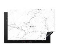 KitchenYeah© Cubre Vitrocerámica - Protector Vitroceramica Induccion 78x52 cm - Tapa Vitroceramica - Protector de Vitroceramica Mármol - Blanco - Gris - Lujo - Aspecto mármol - Textura