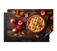 KitchenYeah© Cubre Vitrocerámica - Protector Vitroceramica Induccion 81x52 cm - Tapa Vitroceramica - Protector de Vitroceramica Tarta de manzana - Hojas - Otoño - Manzanas - Bodegón