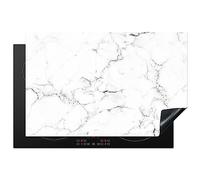 KitchenYeah© Cubre Vitrocerámica - Protector Vitroceramica Induccion 81x52 cm - Tapa Vitroceramica - Protector de Vitroceramica Mármol - Blanco - Gris - Lujo - Aspecto mármol - Textura