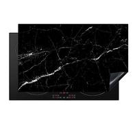 KitchenYeah© Cubre Vitrocerámica - Protector Vitroceramica Induccion 83x51 cm - Tapa Vitroceramica - Protector de Vitroceramica Mármol - Negro - Aspecto mármol - Blanco - Lujo - Piedra