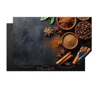 KitchenYeah© Cubre Vitrocerámica - Protector Vitroceramica Induccion 85x52 cm - Tapa Vitroceramica - Protector de Vitroceramica Canela - Concreto - Café - Canela en rama - Especias