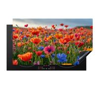 KitchenYeah© Cubre Vitrocerámica - Protector Vitroceramica Induccion 90x52 cm - Tapa Vitroceramica - Protector de Vitroceramica Flores - Amapolas - Primavera - Naturaleza - Campo de flores
