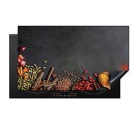 KitchenYeah© Cubre Vitrocerámica - Protector Vitroceramica Induccion 90x52 cm - Tapa Vitroceramica - Protector de Vitroceramica Hierbas - Alimentos - Especias - Negro - Pimentón - Canela