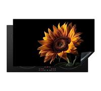 KitchenYeah© Cubre Vitrocerámica - Protector Vitroceramica Induccion 90x52 cm - Tapa Vitroceramica - Protector de Vitroceramica Flores - Botánicas - Negro - Girasol