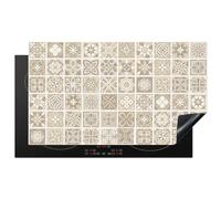 KitchenYeah© Cubre Vitrocerámica - Protector Vitroceramica Induccion 90x52 cm - Tapa Vitroceramica - Protector de Vitroceramica Mosaico - Vintage - Beige - Patrón - Flores