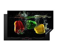 KitchenYeah© Cubre Vitrocerámica - Protector Vitroceramica Induccion 90x52 cm - Tapa Vitroceramica - Protector de Vitroceramica Pimiento - Verdura - Agua - Negro - Rojo - Verde - Amarillo