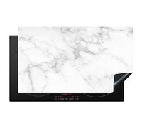 KitchenYeah© Cubre Vitrocerámica - Protector Vitroceramica Induccion 90x52 cm - Tapa Vitroceramica - Protector de Vitroceramica Mármol - Gris - Blanco - Estructura de mármol
