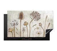 KitchenYeah© Cubre Vitrocerámica - Protector Vitroceramica Induccion 90x52 cm - Tapa Vitroceramica - Protector de Vitroceramica Flores - Acuarela - Bodegón - Marrón - Vintage