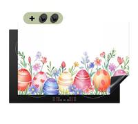 KitchenYeah© Cubre Vitrocerámica - Protector Vitroceramica Placa Induccion 52x78 cm - Antisalpicaduras Cocina, Encimera, Protectora Jardín de Flores - Colorido - Huevos